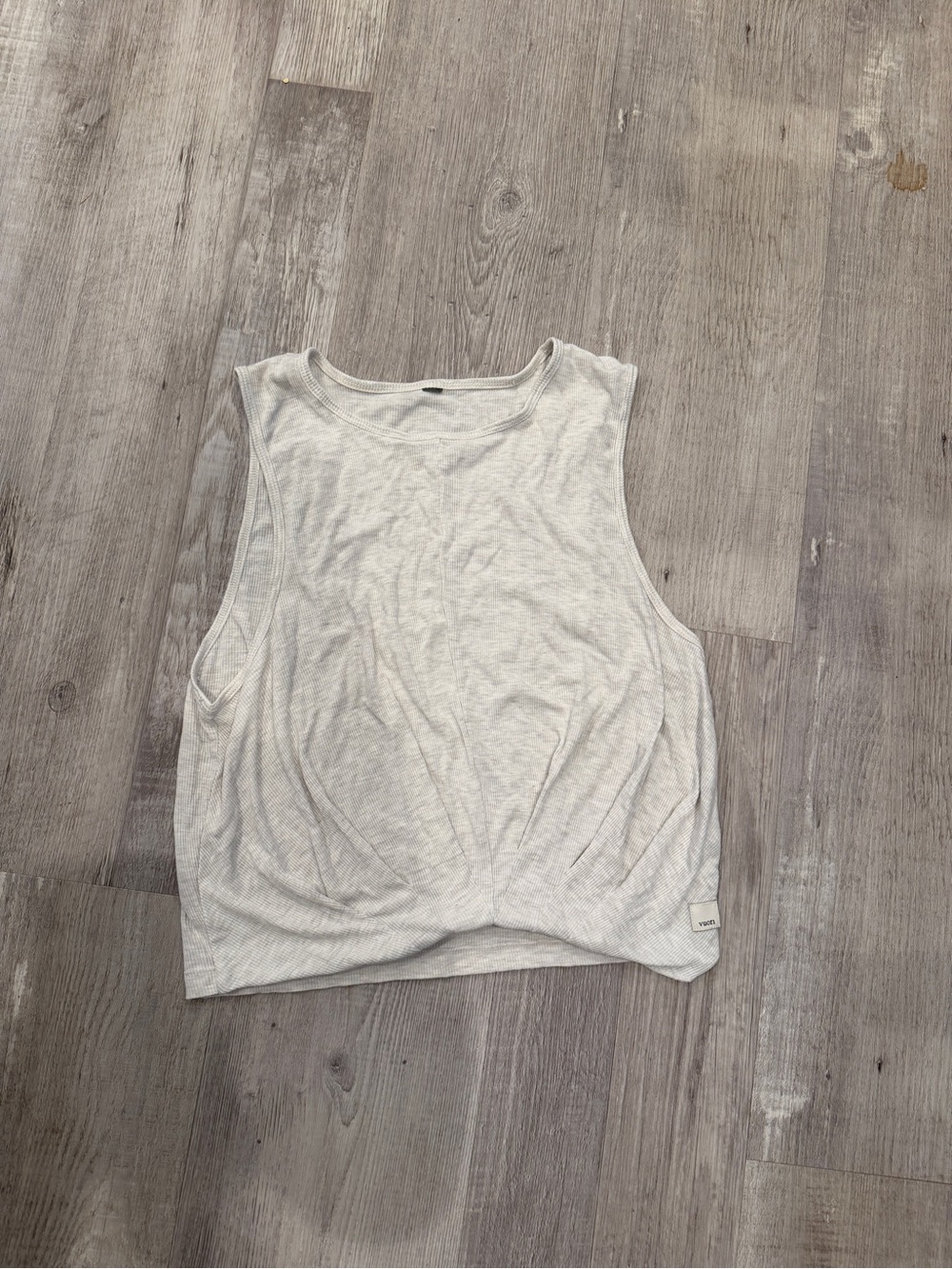 Vuori Light Gray Sleeveless Twist-Front CropTank